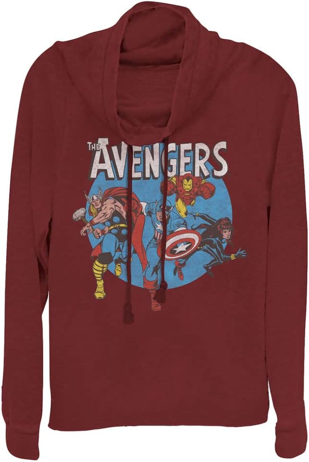 Marvel Women's Classic Avengers Women's Cowl Neck Long Sleeve Knit Top