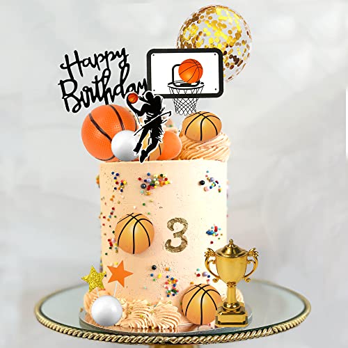 29 Pcs Basketball Cake Toppers Basketball Cake Decorations With Star Golden Balls For Boys Men Basketball Birthday Party Sport Party Supplies (Basketball) #TOP2