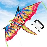 MimoPop 3D Dragon Kites for Adults and Kids, Easy to Fly, Beach Toy, Outdoor Activities, 51' x 40' Large, Single Line, Stress Relief, Gift Idea, Exercise with Fun