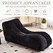 Giant Bean Bag Chair for Adults - Indoor Yoga Chaise Lounge Chair All-in-One Sponge Design, Ergonomic Design Floor Chair for Reading, Gaming, Napping, and Movies (Black)