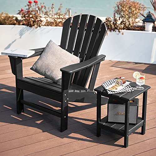 Briopaws Adirondack Chairs Set Of 4, Weather Resistant Fire Pit Chairs, Hdpe Plastic Lawn Chair For Outdoor, Campfire, Deck, Poolside, Porch, Backyard, Beach, Outside, Black, 4 Pack #TOP1