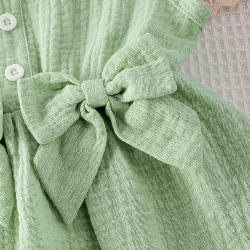 Image of Toddler Girl Clothes Sleeveless Top Shorts 2Pc Summer Outfit 12M-5T | 100% Cotton, Soft breathable, Double crepe fabric, Adorable bow ruffle pocket design, Perfect for daily wear, birthday, party