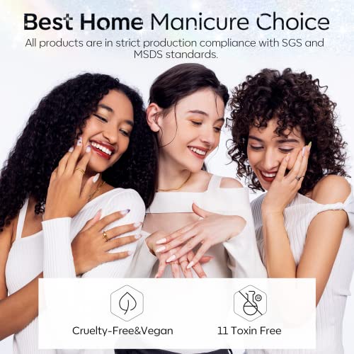 Modelones MO-GP027 Glitter Gel Top Coat, Iridescent Silver Mix Glitter Gel Polish No Wipe Top Coat Glossy Sparkly Finish Long Lasting Soak Off Rainbow Shimmer Glitter Gel Nail Polish Nail Art Gift thumb #7