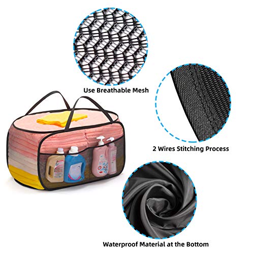 Tenrai Strong Mesh Horizontal Pop Up Laundry Hamper, Easy To Carry Up And Down Stairs. Extra Large Opening Laundry Basket, Easy To Put Clothes In. Use Waterproof And Dustproof Cloth At The Bottom. #TOP2