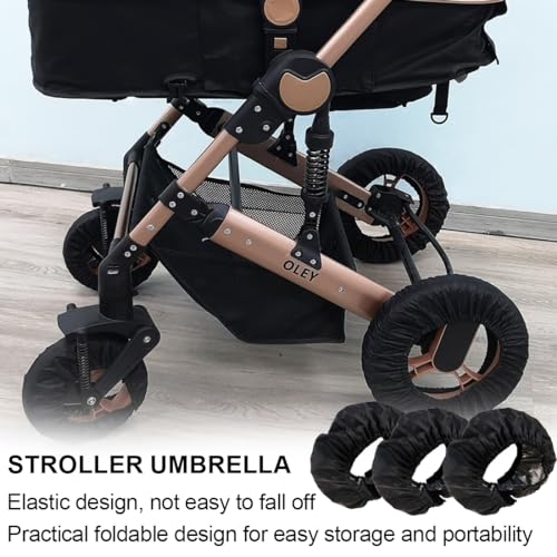 JRYXDS 4 Stück Kinderwagen Radabdeckungen Für Babys Wasserdichte Und Schmutzabweisende Staubdichtes Zubehör Universal (Schwarz)