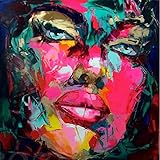  Posters,Tableau Decoration Murale,Françoise Nielly Couteau Peinture sur Toile, Portrait Abstrait Visage Peinture À l\'huile Figure Mur Art Photos,Affiches pour Murs De Chambre Esthétiques-3_75X75Cm