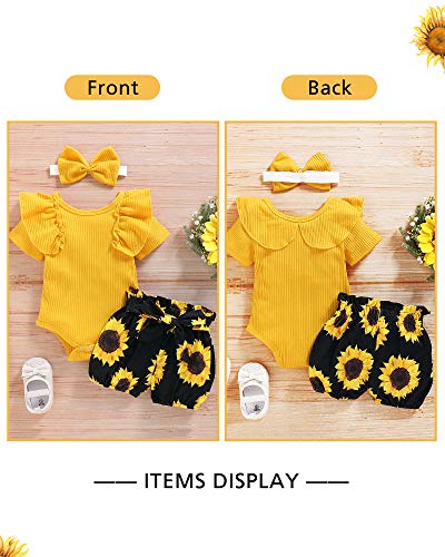 Veikimous 3-6 Month Girl Clothes Baby Girl Stuff Cute Infant Girls Clothing Ruffle Romper Floral Shorts Pants Sets 3 Month Baby Girl Clothes Outfits #TOP3