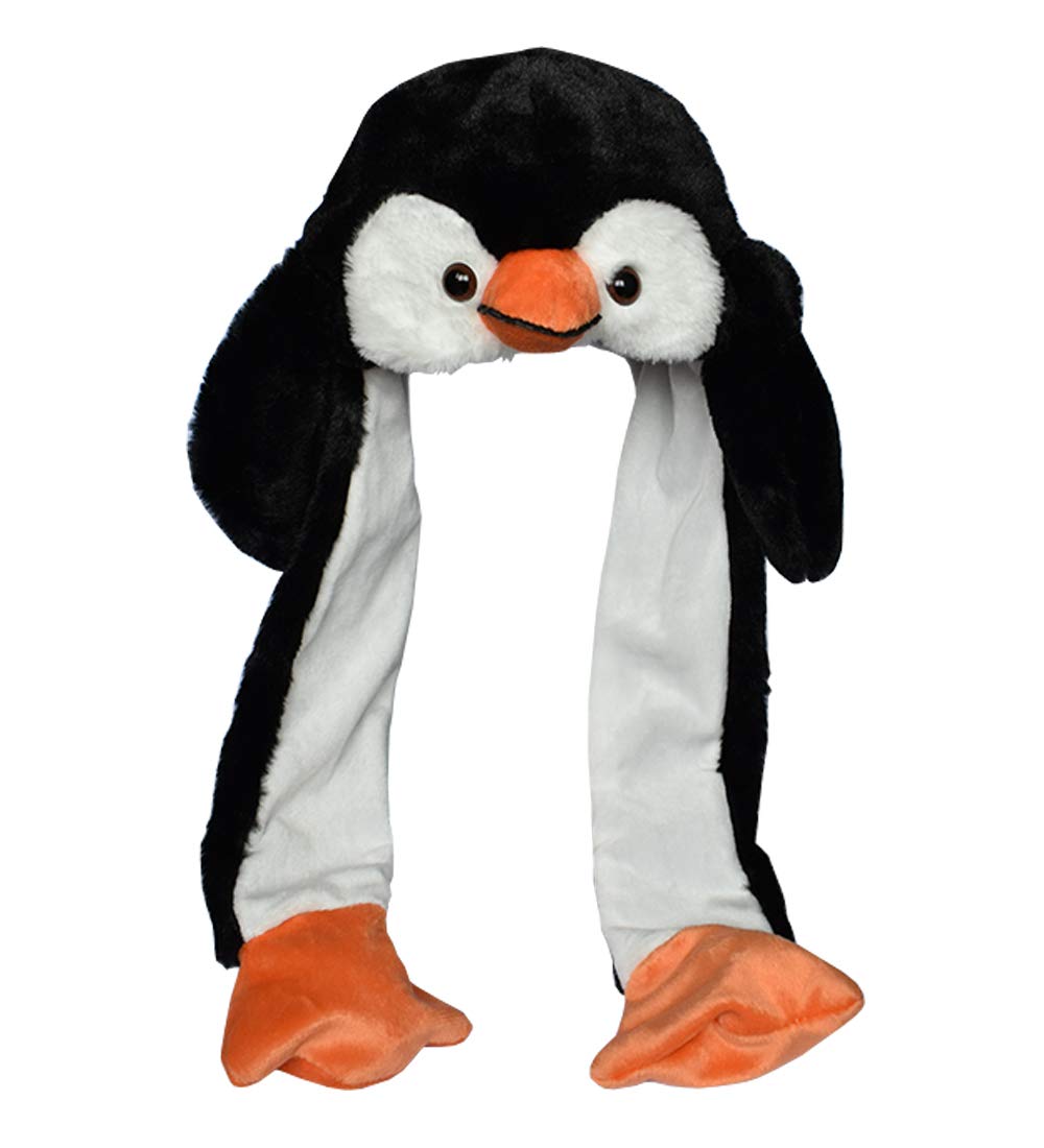 JOYHY Kids Adults Plush Ear Moving Ear Flap Hat With Paw Penguin — image 1