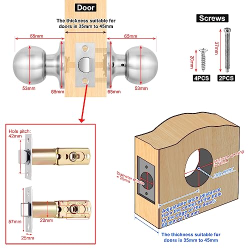 Faankiton Matte Door Handle, Internal Door Knob Set, Passage Door Knob for Interior Doors Passage Keyless Door Lock Set - Image 4