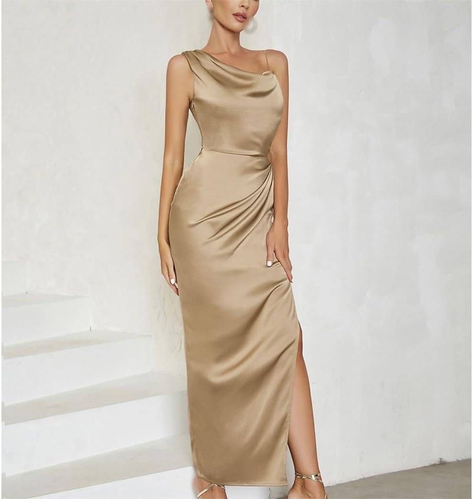 JSEIAJB Halter Sexy Waist Hollow Out Slit Hip Dresses