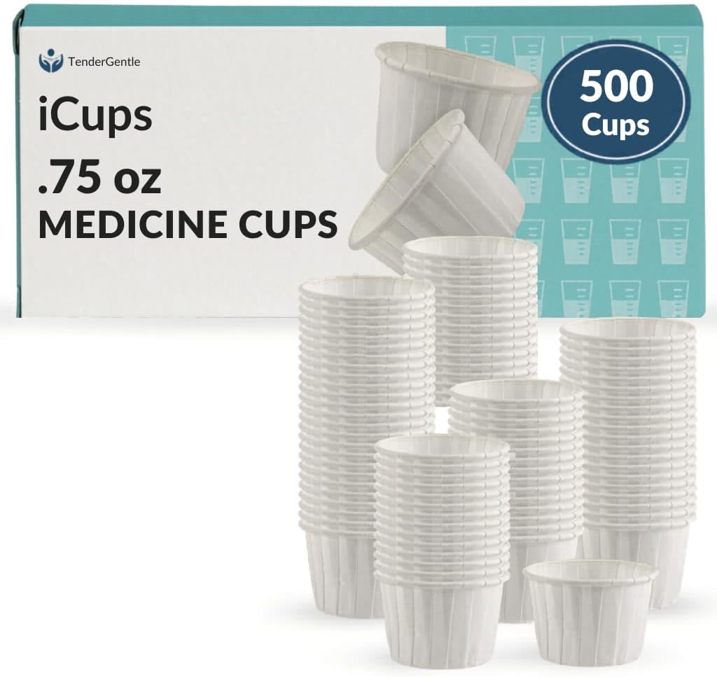 Paper Medicine Cups .75 oz - 500 Disposable Pill Cups for Daily Medication, Caregiving & Post-Surgery Use - Also Good for Condiment, Samples, & Sauce Cups