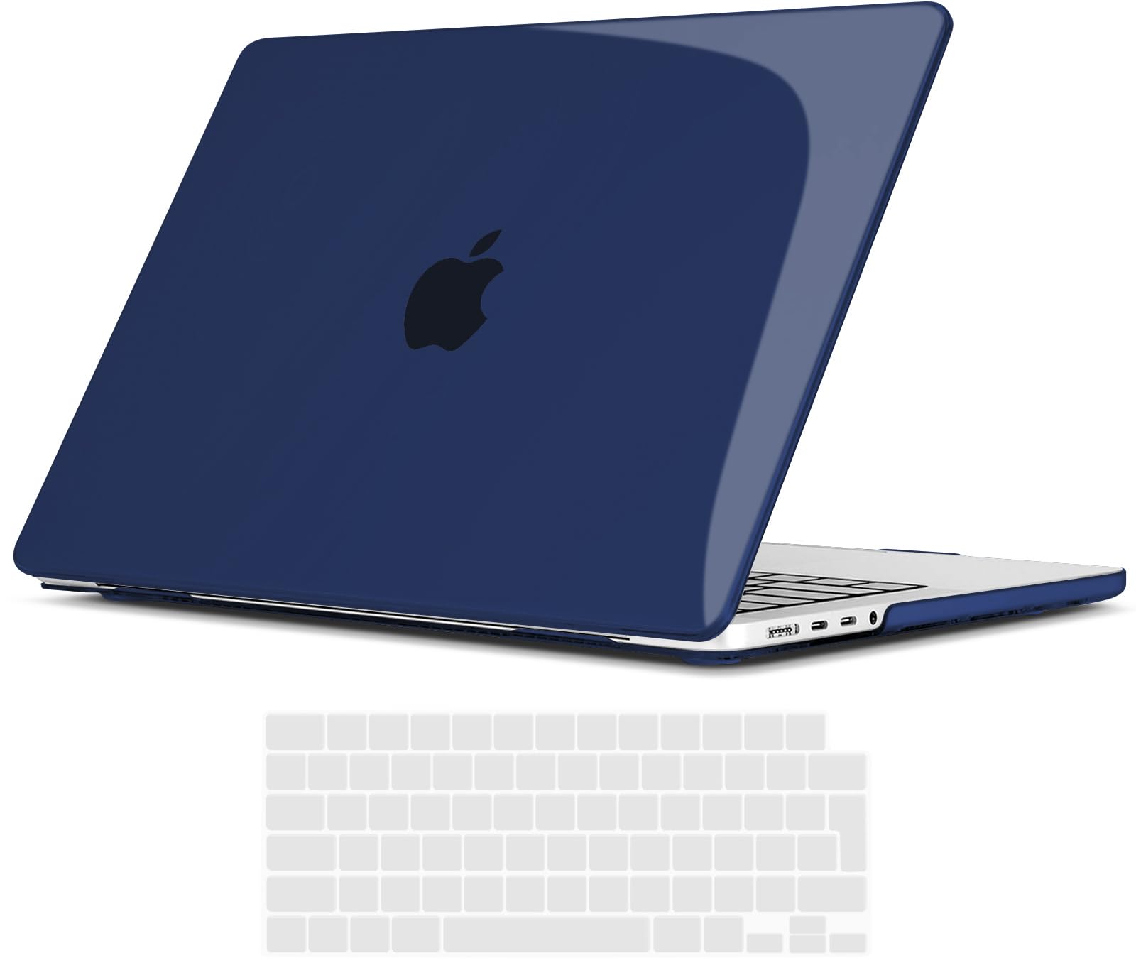 TECOOL Cover per MacBook Pro 16 Pollici M4 M3 M2 M1 Pro/Max 2021-2024 (A3403 A3186 A2991 A2780 A2485), Custodia Rigida Protettiva Sottile in Plastica e Copritastiera UE, Cristallo Blu Navy