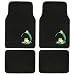 BDK MT-512 Green Carpet Car Floor Mats, 4 Pieces Front & Rear Full Set with Rubber Backing, Universal Fit, Frog