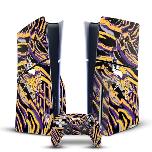 Autocollant Vinyle PS5 Slim NFL Minnesota Vikings, Skin Manette DualSense et Console Disque