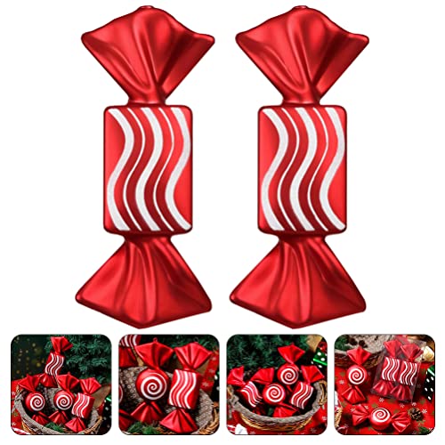 Pretyzoom 2Pcs Christmas Peppermint Candy Ornaments Christmas Tree Candy Ornaments Large Fake Candy Decoration For Holiday Party Fireplace Mantle Decor Square #TOP2
