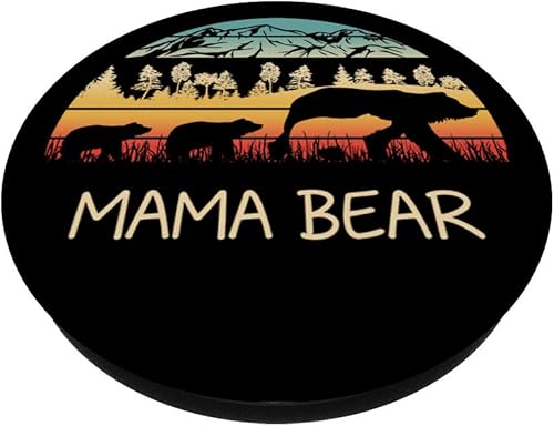 Miniatura 2 de Oso de mamá con 3 cubs Pop Socket Retro Montañas Día de la Madre  PopSockets Grip y soporte para teléfonos y tabletas