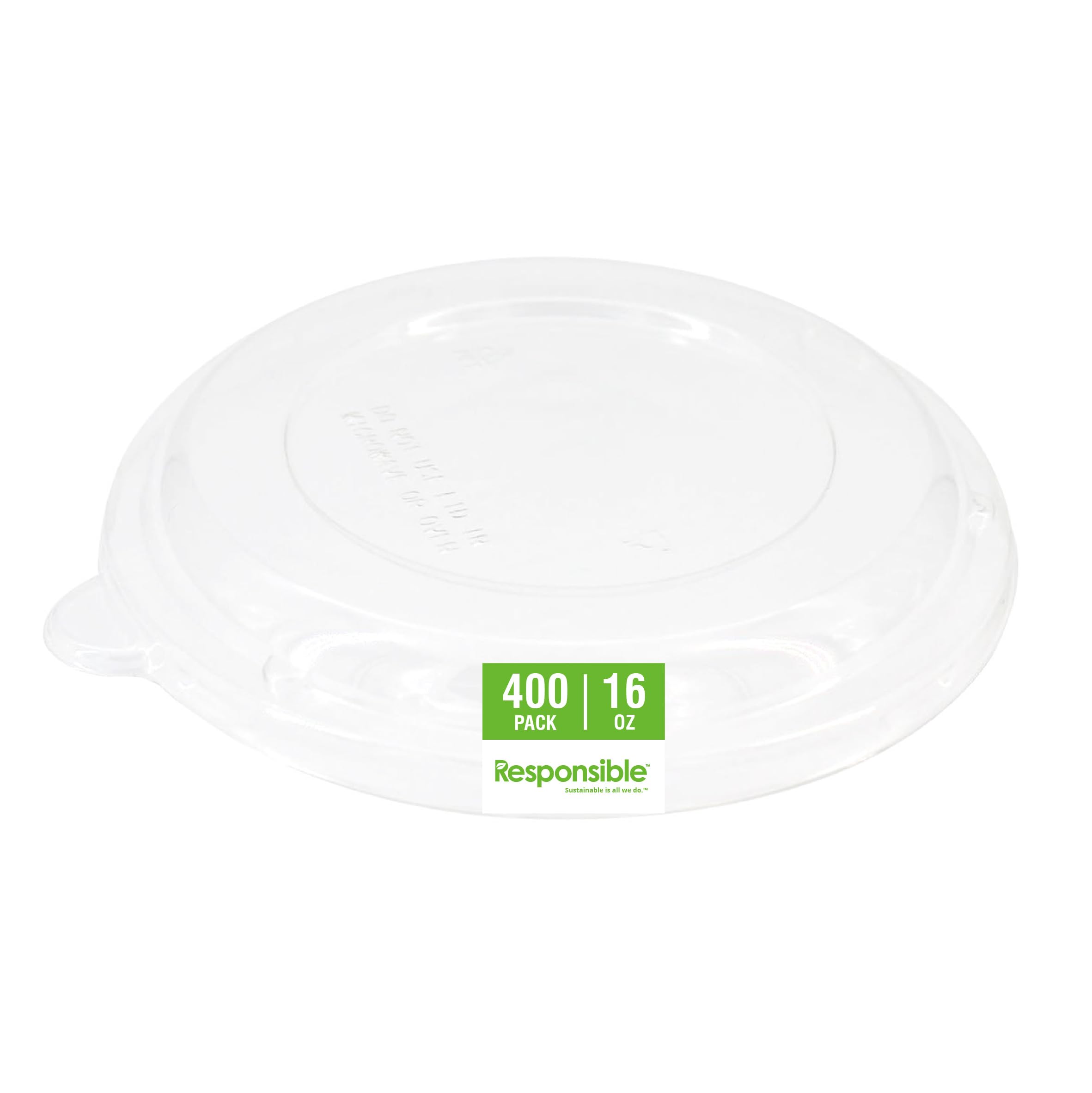 Responsible Products 16 oz Lids (400 Count) / Clear / Casual Bowls
