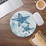 Starfish Mouse Pad,Ocean Beachly Turtle Lover Coastal Mousepad for Desk Home Office Dorm Computers Laptop Accessories,7.9×7.9 Inch