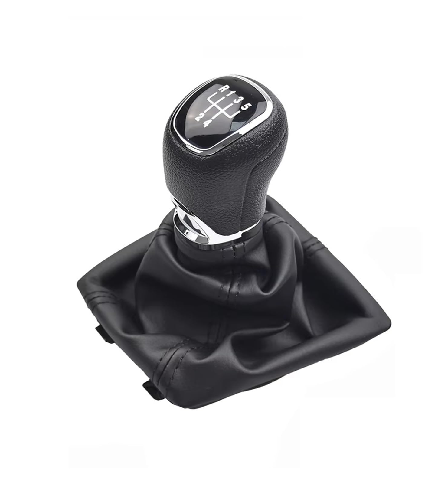 OUVECR Car Shift Gear Knob Handle for Skoda for Octavia A7 MK3 2014-2019 5/6 Speed Gear Shift Knob Lever Shifter Leather Gaiter Boot Cover Collar Gear Shift Cover(5 Speed)