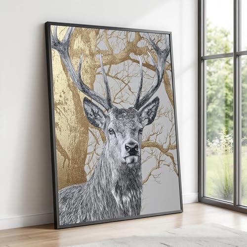 Toile cerf majestueux art mural animalier illustration faune sauvage 70x100
