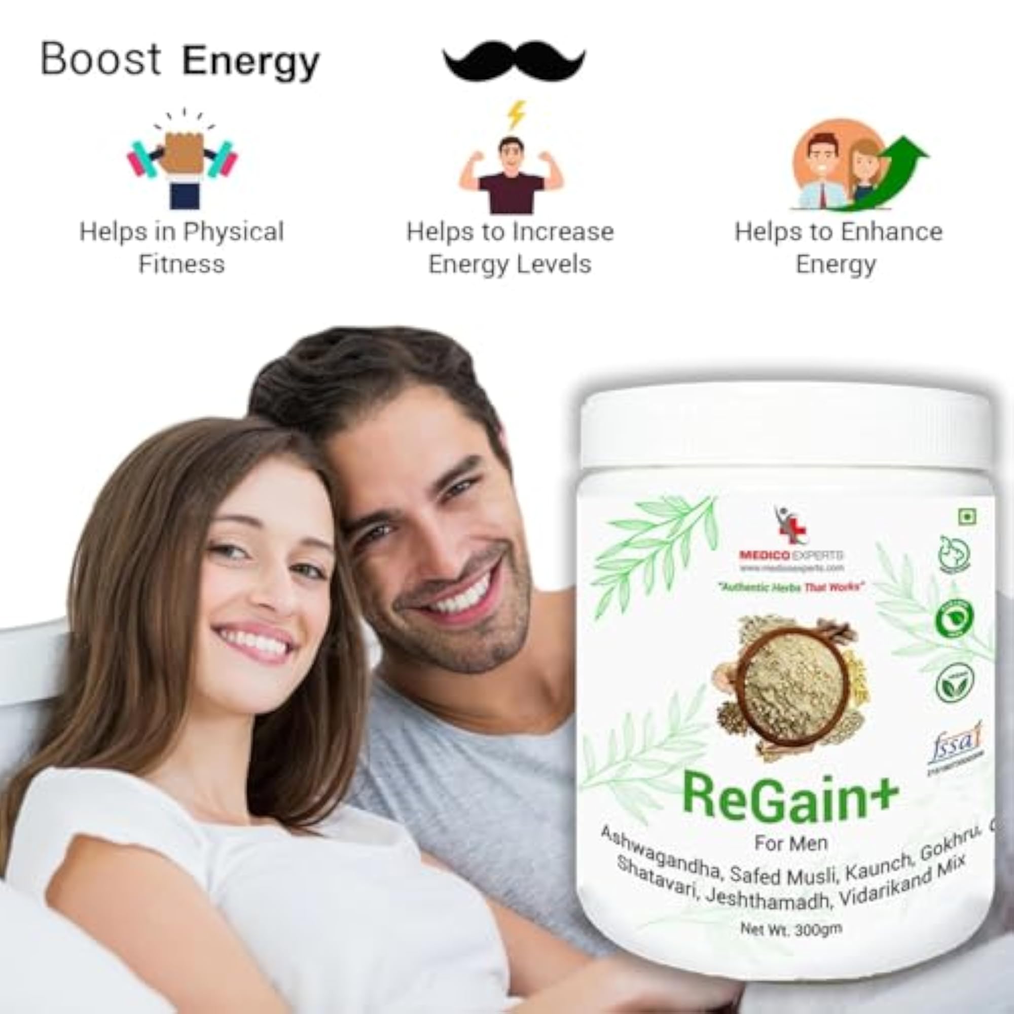 MedicoExperts ReGain+ 600gm with Ashwagandha & Herbs