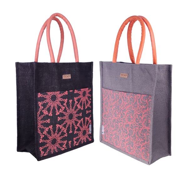 Image of Foonty Tote Bag /Lunch Bag /Gym Bag (Pack of 2,FFFWB6016F Multicolored)