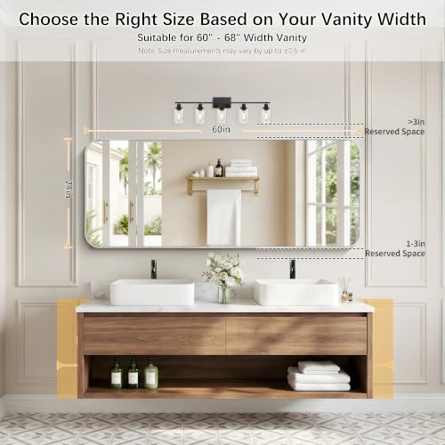 Image of DESBING 60 inchx24 inch Bathroom Mirror for Over Sink, Silver Framed Wall Mirror