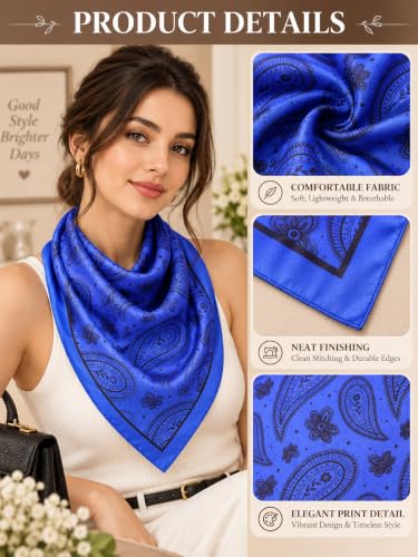 Image of Ravaiyaa - Attitude is everything Women Printed Silk Bandana 21 x 21 Inch Square Headband & Hair Wrap, Soft & Versatile | Fashion Neck Wrap