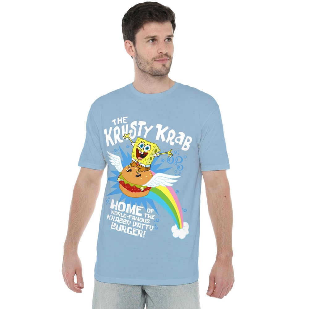 Spongebob Burger Rider Unisex T Shirt, Light Blue, XXX-Large