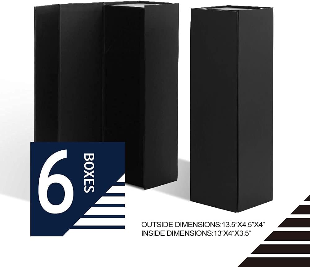 BLK&WH 6 Wine Gift Boxes 13.5x4.5x4 Inches, Magnetic Closure Collapsible Wine Bottle Gift Boxes for Liquor and Champagne (Matte Black) - Image 6