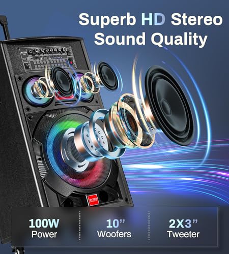 Image of Karaoke Machine with Screen Lyrics Display for Adults 14.1 inch Touch Screen, Portable Karaoke Speaker PA System 800W Peak Power with 2 Wireless Mics, DJ Lights, WiFi, HDMI for Home TV Outdoor Party
