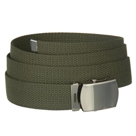 Paris Fashion Ceinture Militaire US Army - Boucle métal argent - Longueur réglable 130 cm - Largeur 3 cm - Airsoft - Paintball - Outdoor (Kaki)