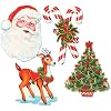 Beistle Christmas Cutouts 4 Pack Double-Sided Holiday Decorations Featuring Festive Santa Clause, Reindeer, Candy Canes and Christmas Tree Designs, Cardstock Paper, 16 In to 17 In