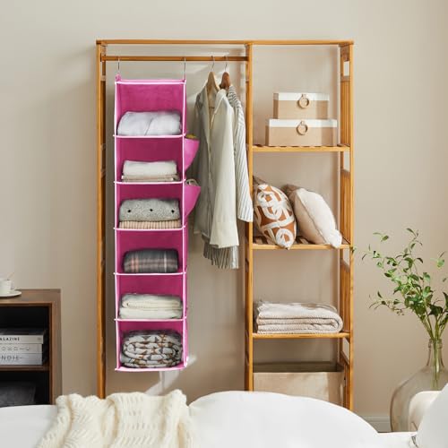 Image of YOUDENOVA Hanging Closet Organizer and Storage, 6-Shelf, Light Pink