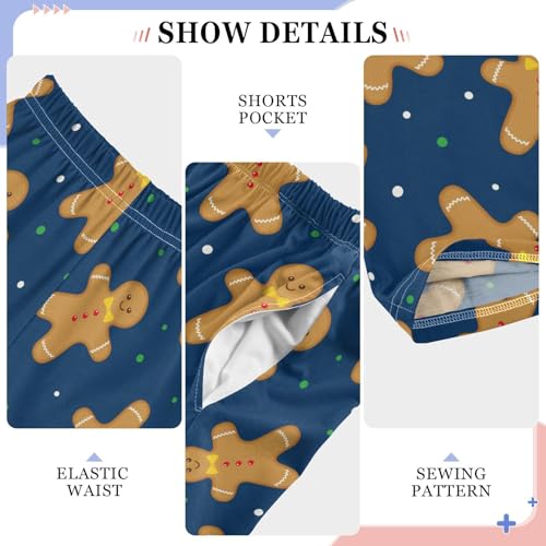 Boys' Pants Winter Gingerbread Man Dark Blue Long Bottoms Jogger Pants Elastic Waist Trousers with Pockets S-XL4