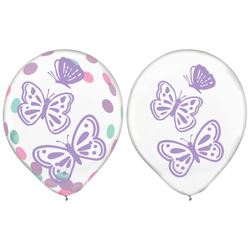 Amscan 110721 Flutter - Globo de confeti de látex para fiesta, 12 pulgadas, 6 piezas