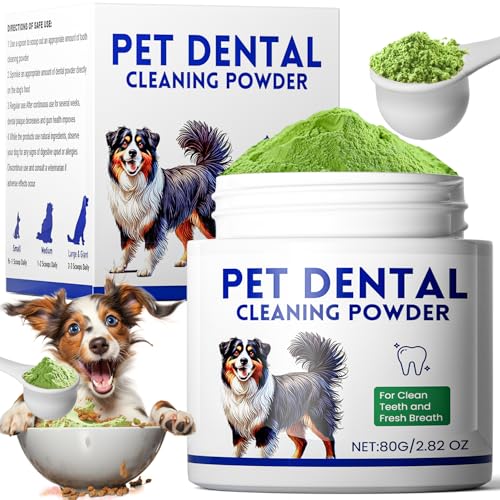 Dog Dental Powder, Dog Teeth Cleaning Powder, Targets Tartar & Reduces Plaque & Bad Breath - Teeth Cleaning Made Easy Eliminate - Meat-Flavored Formulated