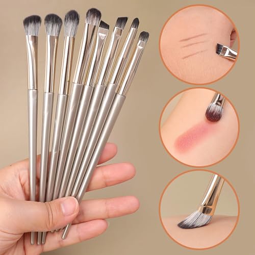 RTRTGS 8 Piezas Pinceles de Maquillaje para Ojos, Juego de Pinceles para Sombras, Delineado, Difuminado, Pinceles para Ojos, para sombra de ojos, mezcla, cejas - imagen 5