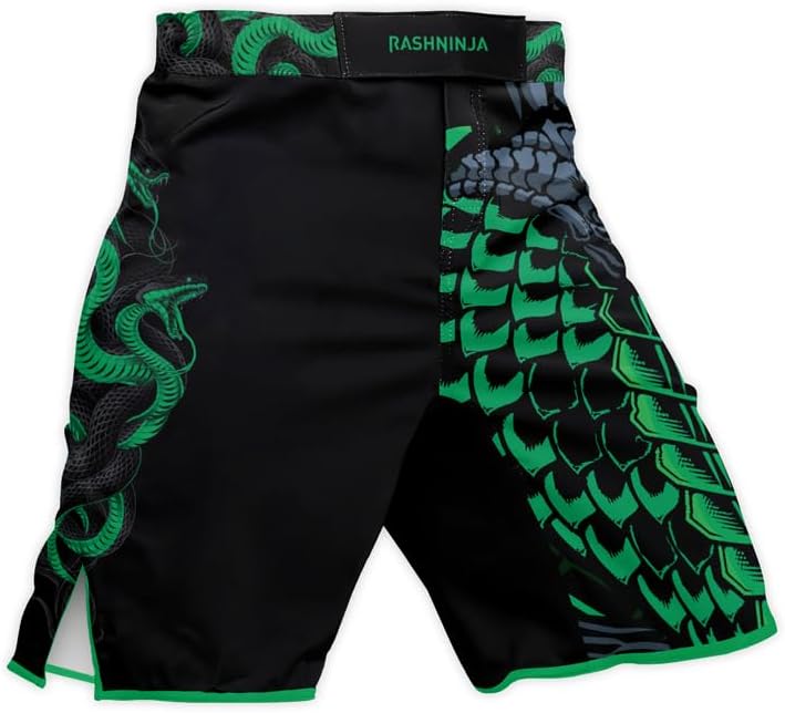 Snake Men’s Fight Shorts for Mixed Martial Arts Grappling BJJ Fighting Trunks with Drawstring