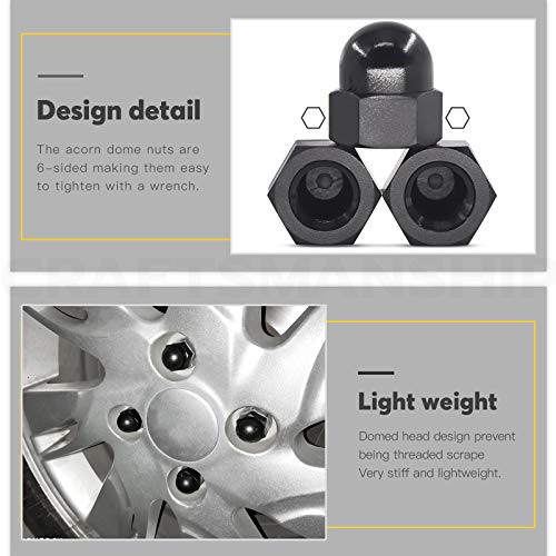 Mardatt 100Pcs 7 Sizes Hex Acorn Cap Nuts Assortment Kit M3 M4 M5 M6 M8 M10 M12 Nylon Female Thread Bolt Cover Cap Dome Nuts For Protection, Indoor And Outdoor #TOP4