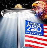 Deneve Deluxe Solar Powered Flagpole Lamp – Dusk to Dawn 12+ Hours, 26 LED, 1300 Lumen Outdoor Lighting for American Flag, Garden Decor, House Decor, 100% Coverage Black Model