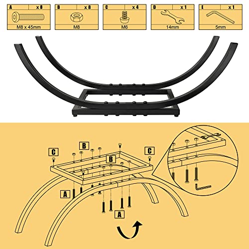 Junshuo Curved Firewood Rack （30-Inch/Black） Heavy Duty Small Firewood Holder For Fireplace，Indoor/Outdoor Log Rack Wood Holder #TOP3