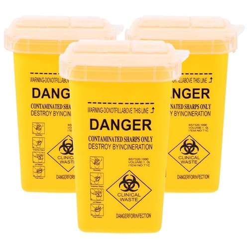 Hemobllo 3pièces Conteneur De Collecte De Déchets Avec Couvercle Flip Boîte De Récupération Pour Aiguilles Et Objets Tranchants Pour Salons De Beauté Hôpitaux Et Jaune