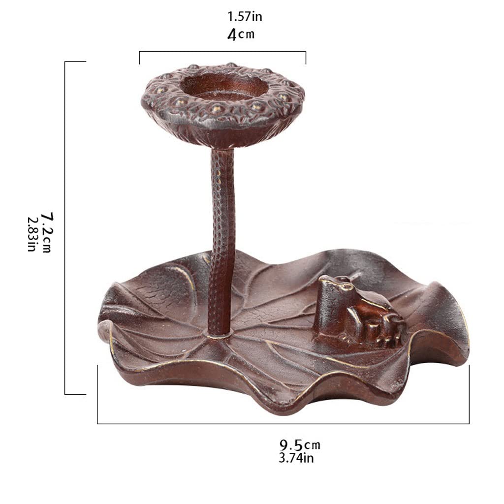 Quemador de incienso de reflujo, diseño de hoja de loto de latón, 7,2 x 4 x 9,5 cm, crea un fascinante efecto de cascada