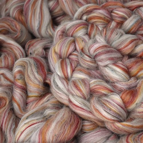 Image of Combed Top Roving. Limited Edition Fiber for Spinning, Needle Felting, Wet Felting, Weaving and Crafting. Fancy, Colorful, Exotic Designer Blend, Ponderosa