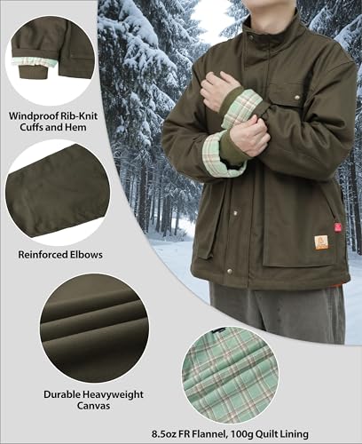 Image of BOCOMAL FR Jacket Insulated Flame Resistant Canvas Coat CAT4 Winter Outwear