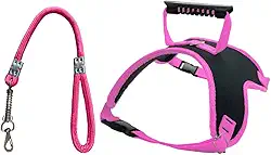 Coleira peitoral amortecedora para cães grandes e médios fortes coleira cachorros(PP,Rosa)