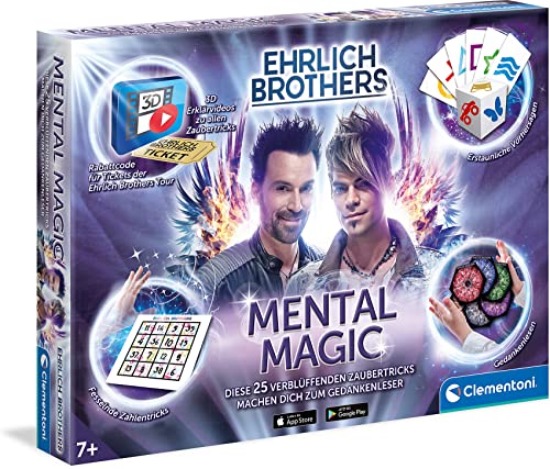 Clementoni Ehrlich Brothers Mental Magic - toverdoos voor kinderen vanaf 7 jaar - magische handleiding voor verbluffende goocheltrucs incl. 3D uitlegvideo's 59182