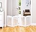 PAWLAND Wooden Freestanding Foldable Pet Gate for Dogs, 24 inch 4 Panels Step Over Fence, Dog Gate for The House, Doorway, Stairs, Extra Wide (White, 24