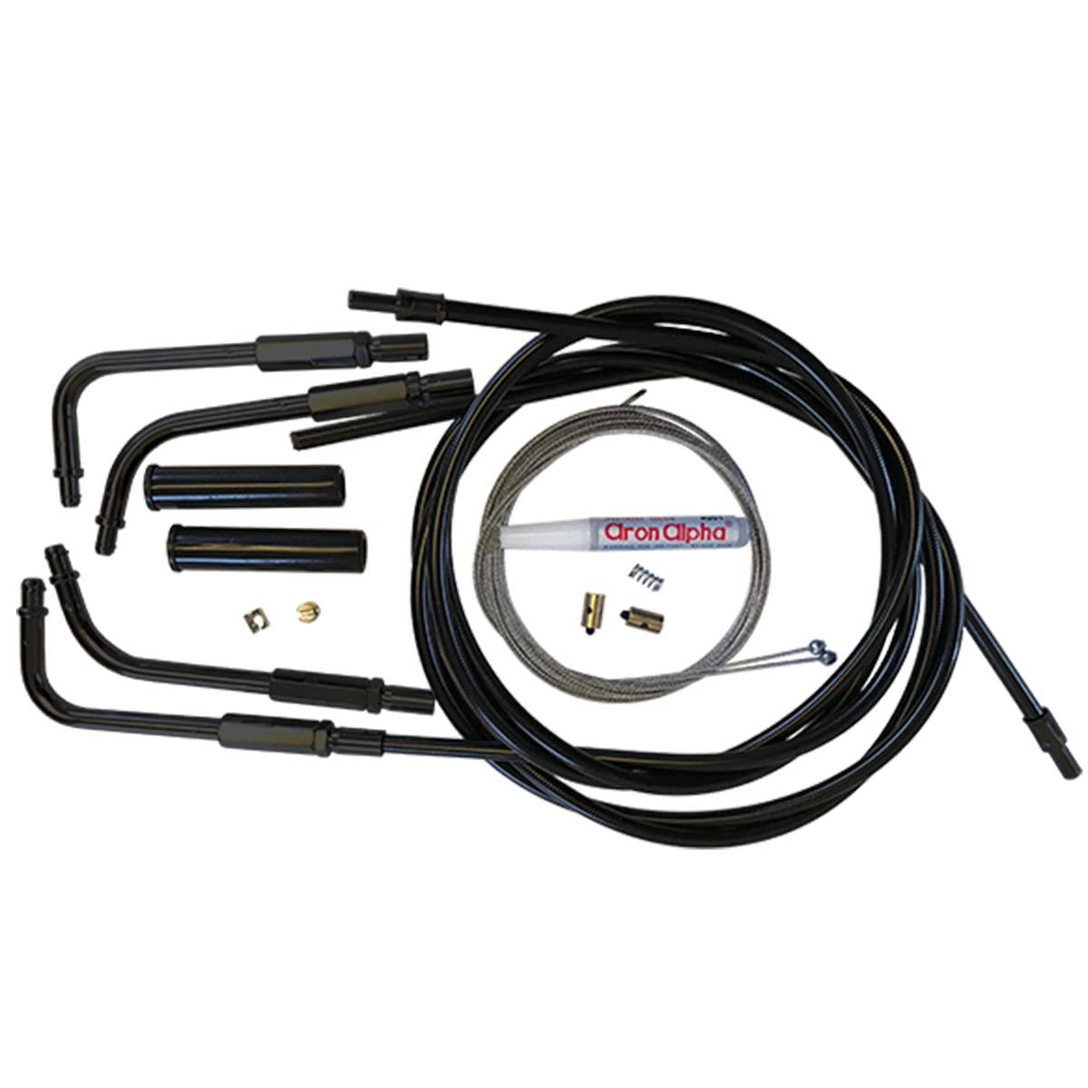 Venhill U01-4-406-BK H-D Twin Cam V-Twin Motorcycle Throttle and Idle Cable Kit Black Fittings (Two Cables, Push in Bends)